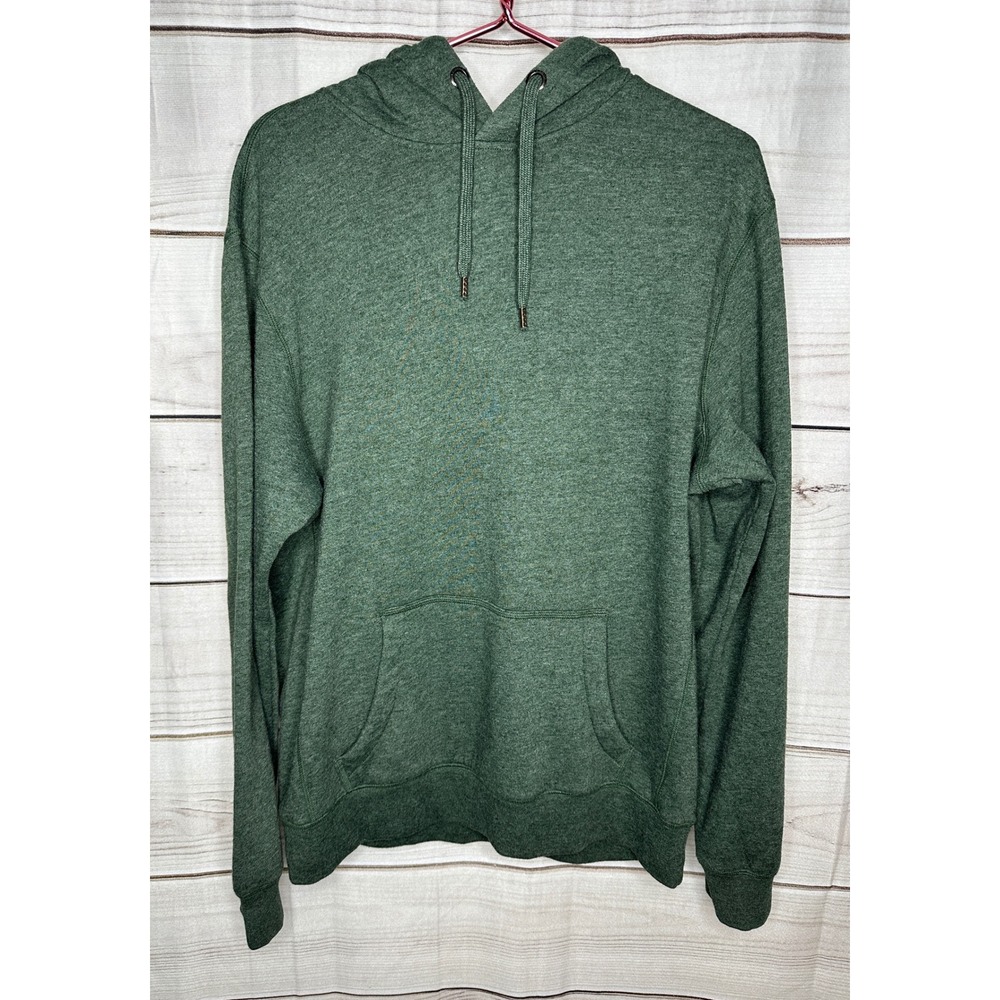 League Hoodie Mens Large Green Triblend Sweats Pullover Heathered Long Sleeve